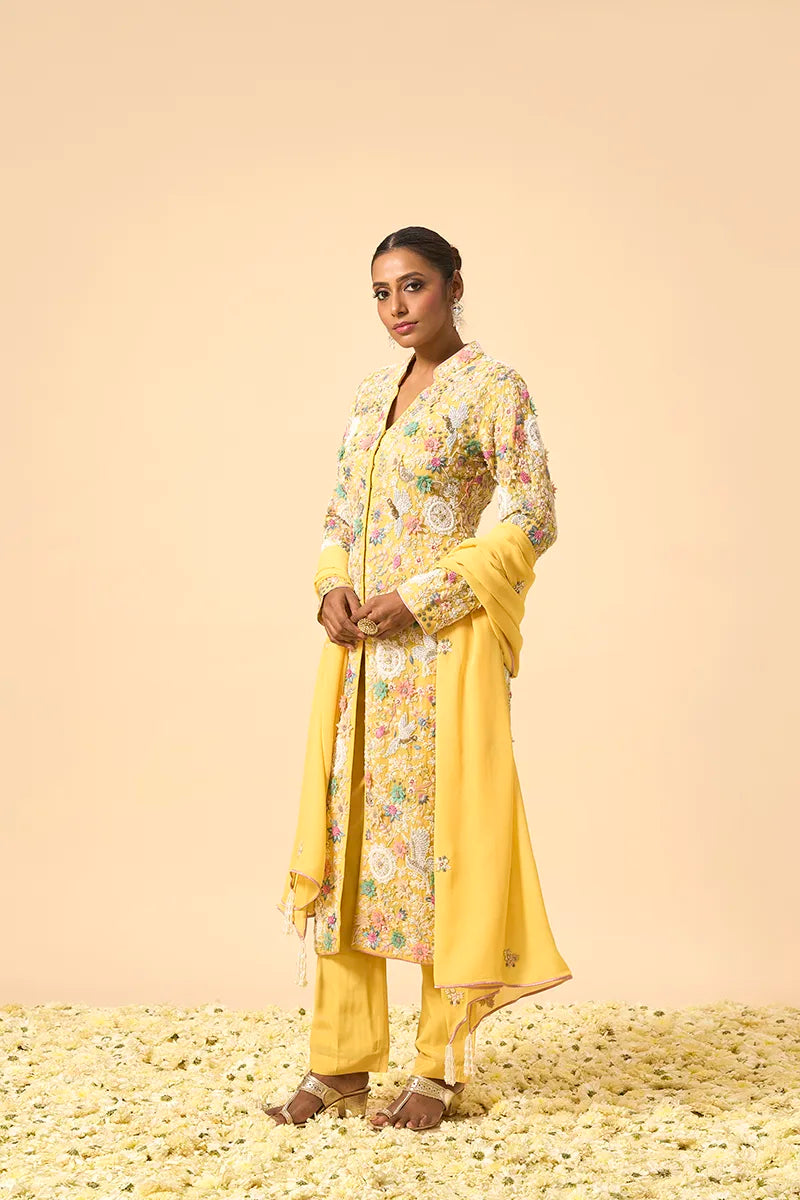 Lemon Yellow Pure Georgette Suit