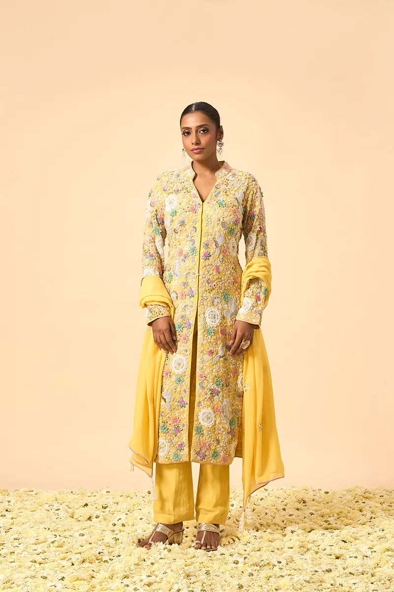 Lemon Yellow Pure Georgette Suit