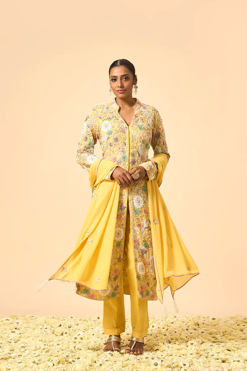 Lemon Yellow Pure Georgette Suit