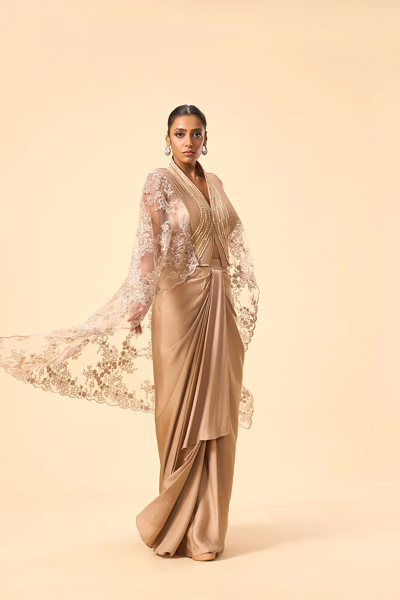 Statement Lace Top with Drape Skirt