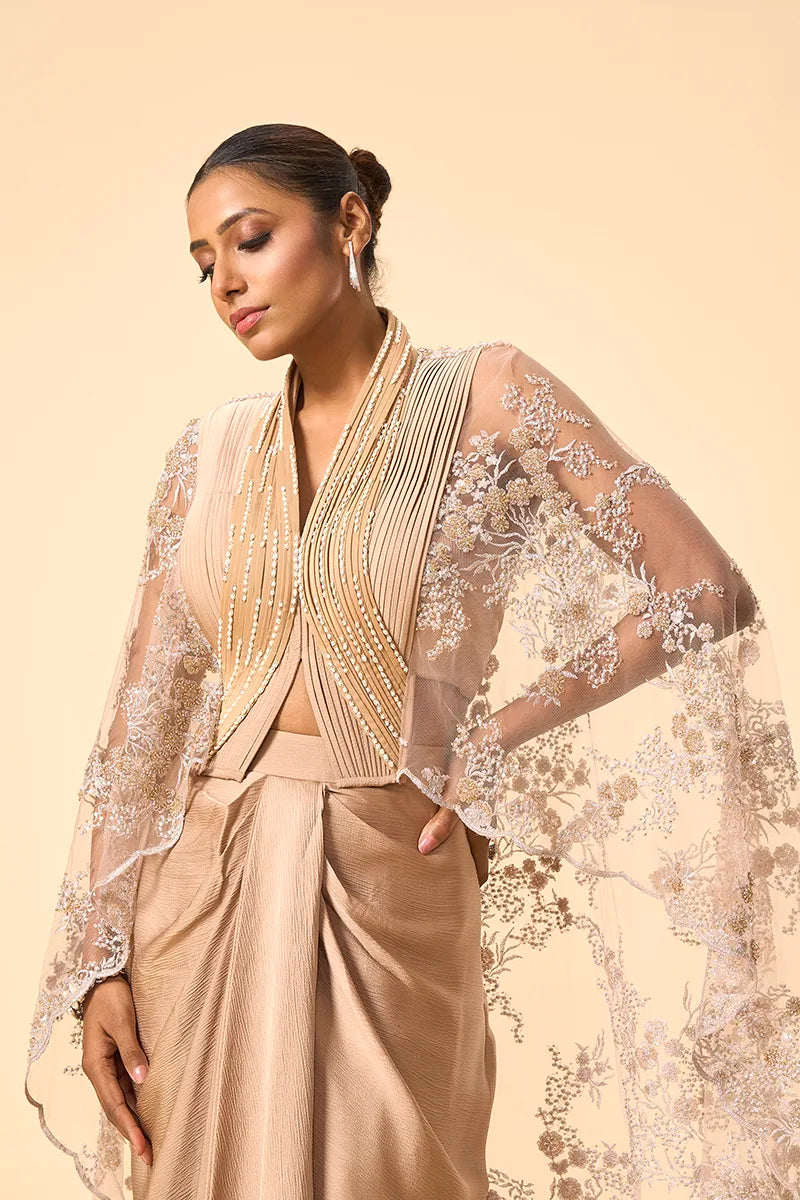 Statement Lace Top with Drape Skirt