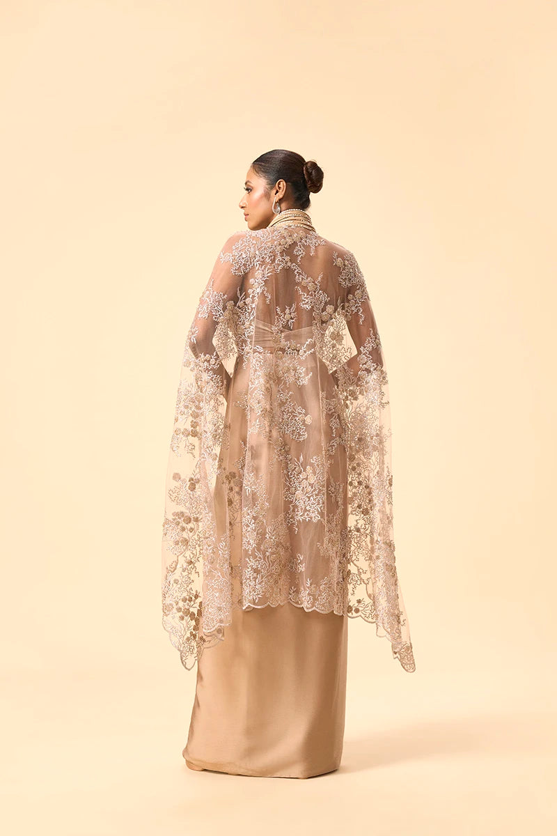 Statement Lace Top with Drape Skirt