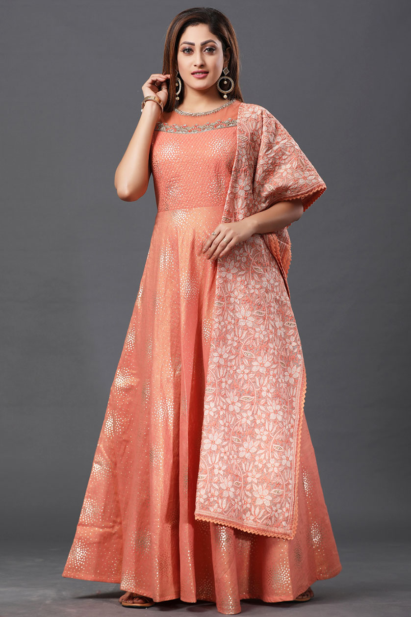 Buy Caffoy Cloth Company Women's Bangalori Cotton Silk Anarkali Gown  (CFGW_BHBL_PR 6, Purple, Free Size) at Amazon.in