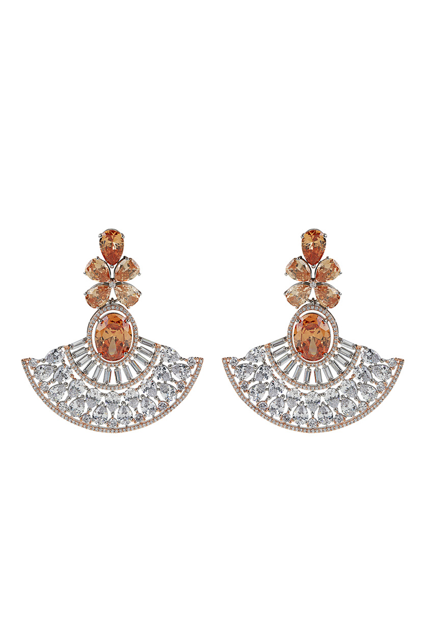 Silver Plated American Diamond Spherical Stud Earring – Priyaasi